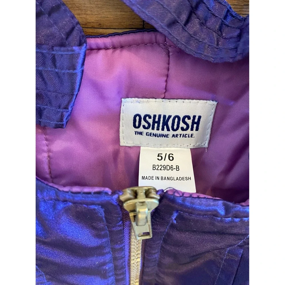 Vintage OshKosh B'gosh Girls Purple Floral Snowsuit Set Jacket and Bibs Size 5/6